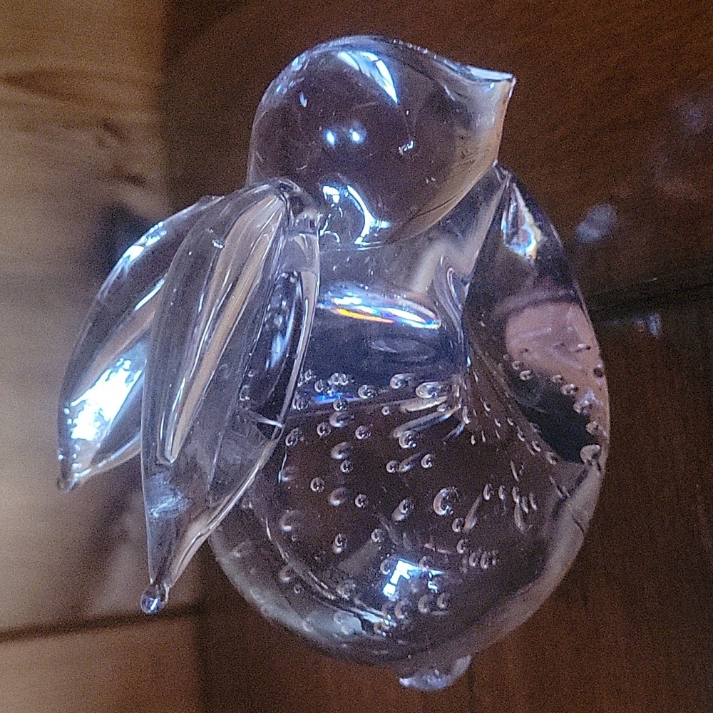 Purple bunny paperweight.